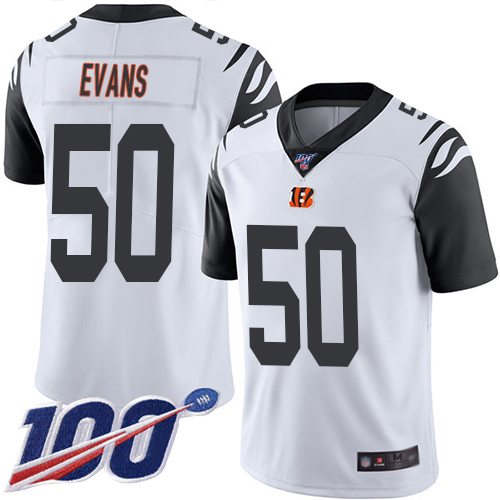 Cincinnati Bengals Limited White Men Jordan Evans Jersey NFL Footballl #50 100th Season Rush Vapor Untouchable->cincinnati bengals->NFL Jersey
